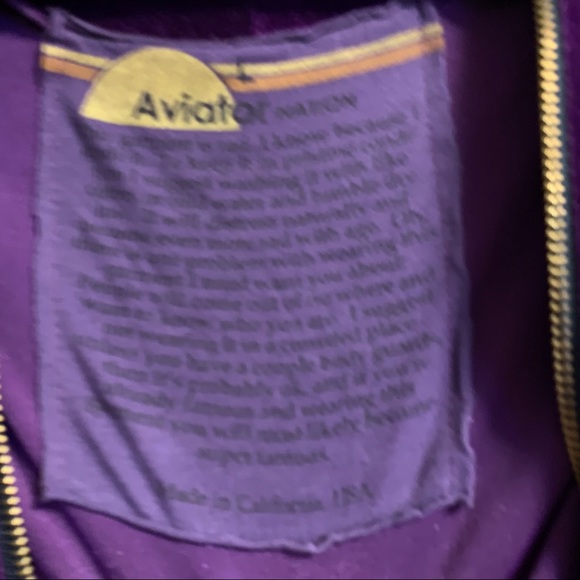 *SOLD* Aviator Nation Purple Velvet Hoodie Large - Picture 6 of 9